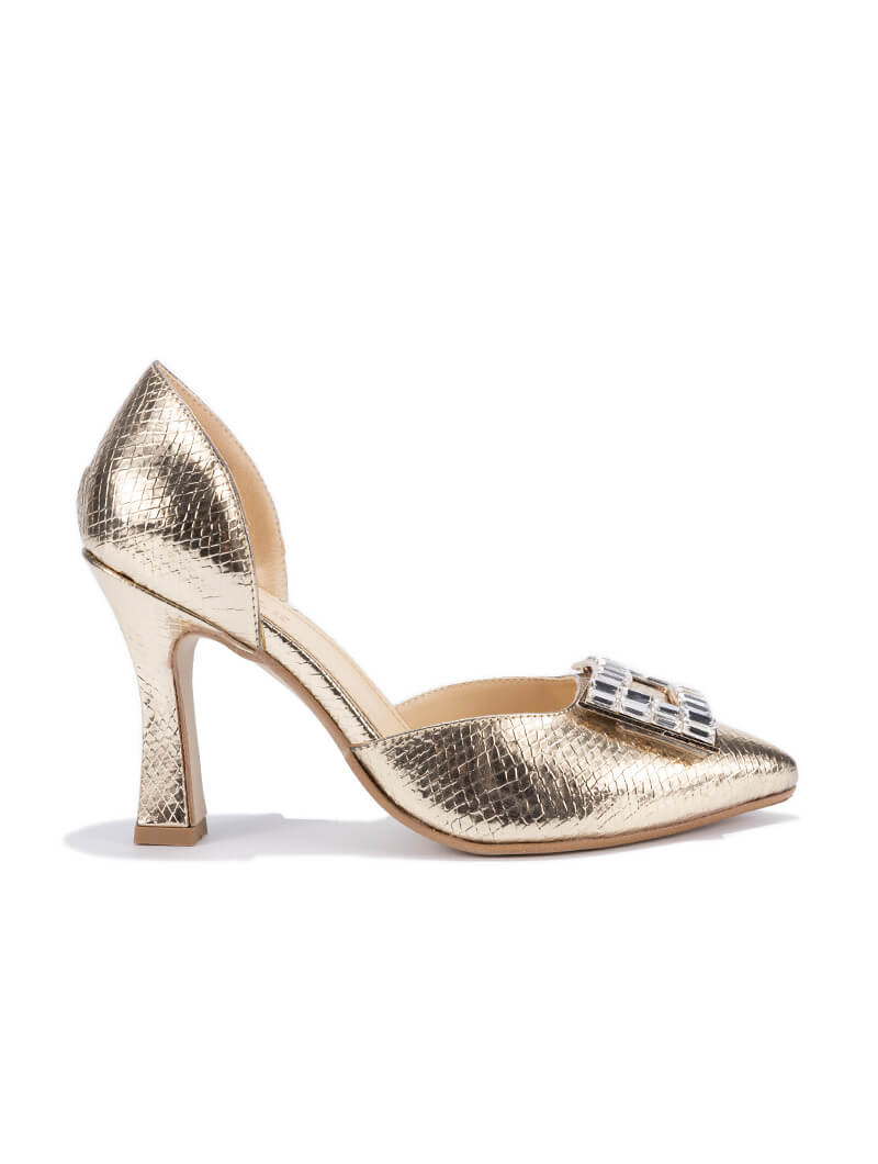 Escarpins à boucle en croco